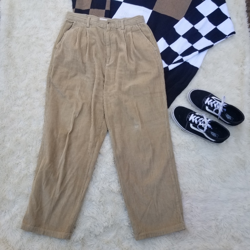 Vintage khaki corduroy pleated pants 12